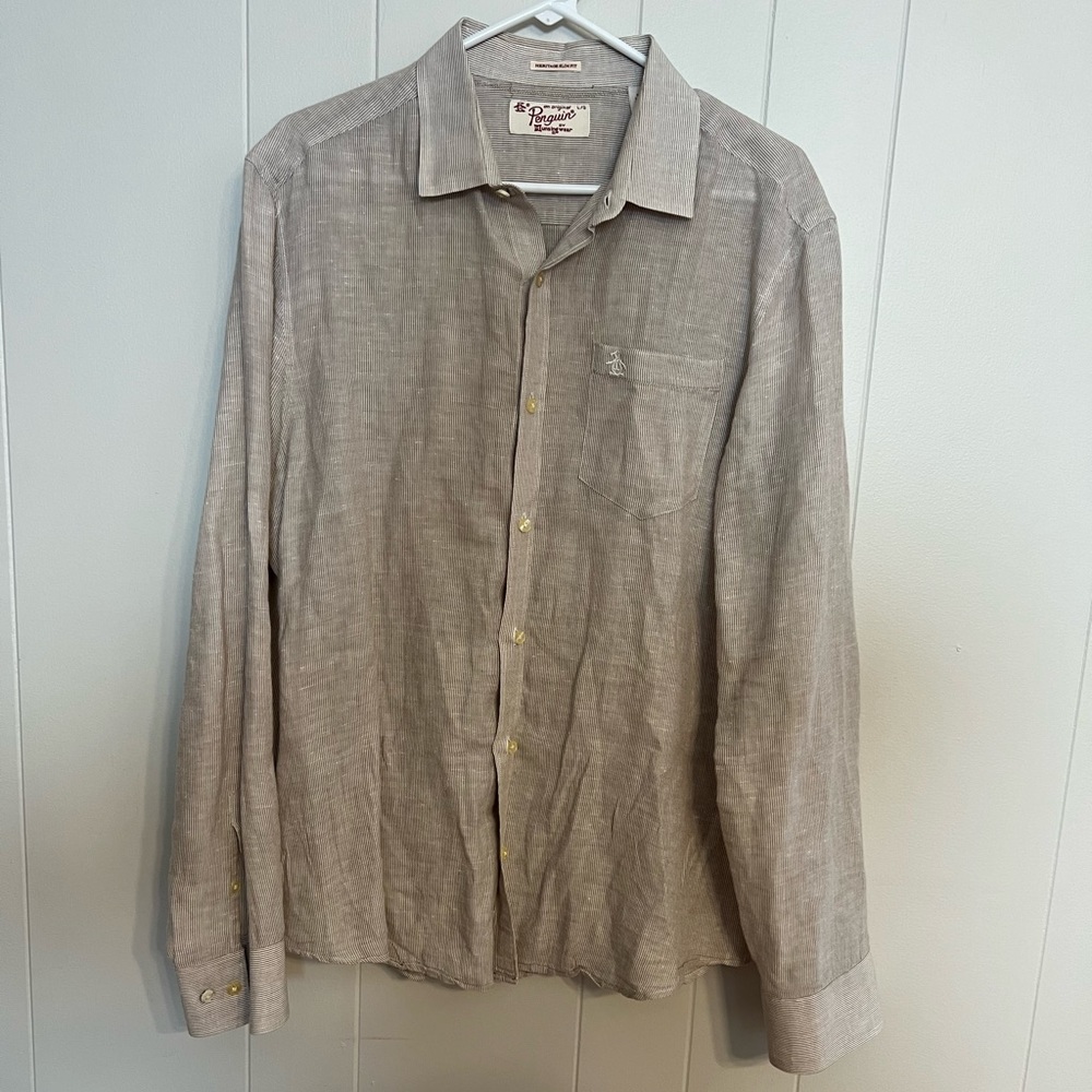 Original‎ Penguin, long sleeve button-down size large